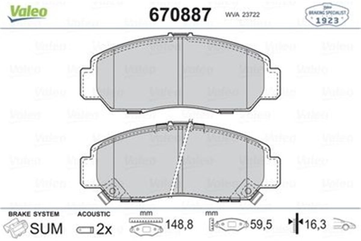 CIVICÖN BALATA HONDA CIVIC SEDAN 07-11 - FRV 07 VALEO 670887VALEOVALEO 670887