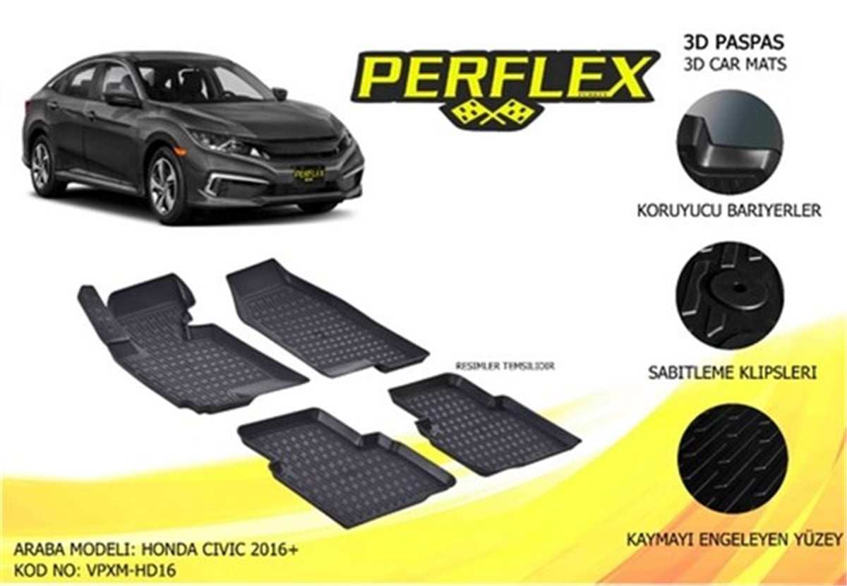 CIVICPASPAS 3D X-MAT HAVUZLU HONDA CIVIC 16 SİYAH PERFLEX PXM-HD16PERFLEXPERFLEX PXM-HD16