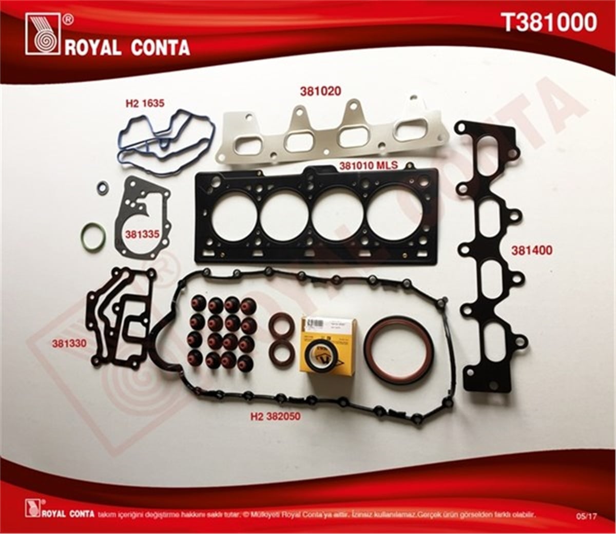 CLIOMOTOR TAKIM CONTA KEÇELİ LASTİKLİ CLIO-MEGANE-SCENIC-LGN 1.4-1.6 16V K4J-K4M ROYAL T381000ROYALROYAL T381000