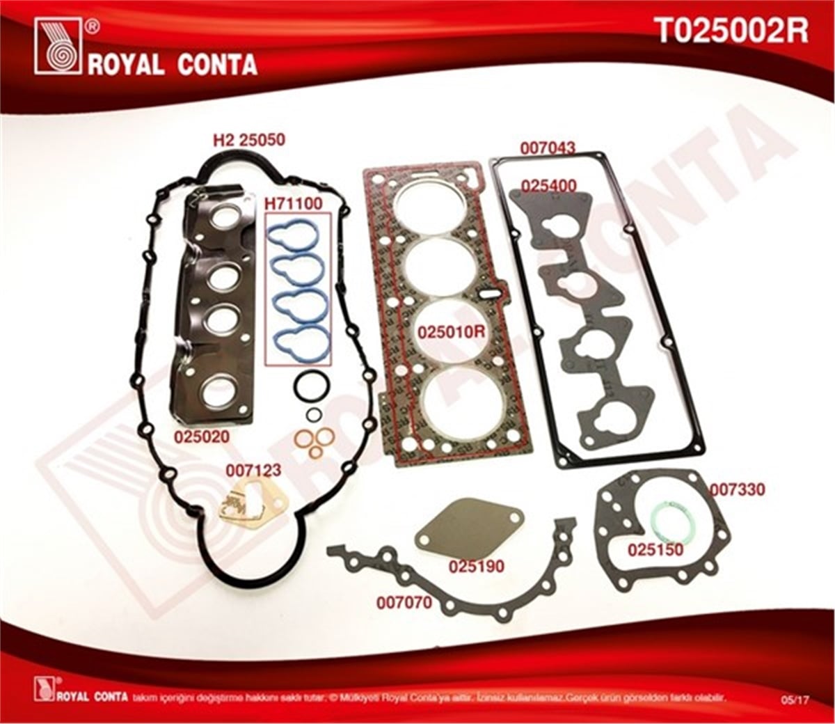 CLIOMOTOR TAKIM CONTA R19 1.6 İE-CLIO-MEGANE K7J-K7M ROYAL T025002RROYALROYAL T025002R