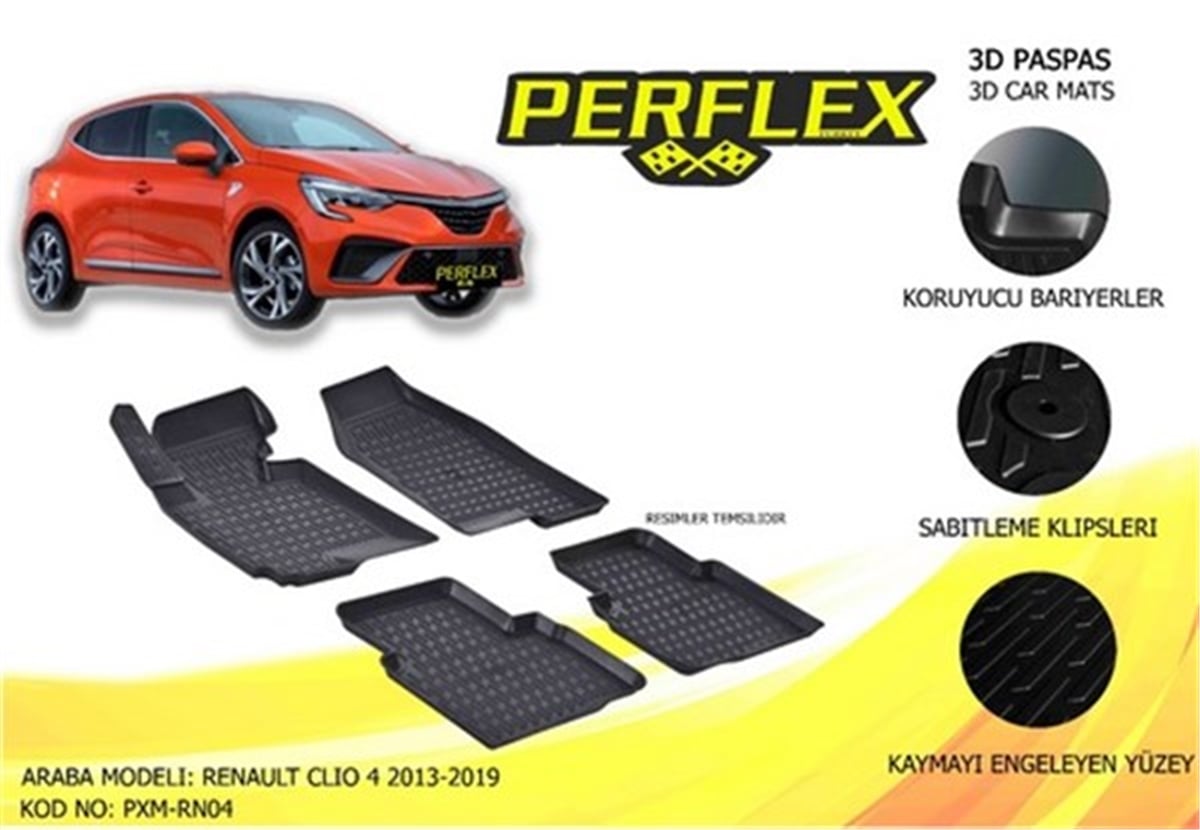 CLIOPASPAS 3D X-MAT HAVUZLU RENAULT CLIO 4 13 SİYAH PERFLEX PXM-RN04PERFLEXPERFLEX PXM-RN04