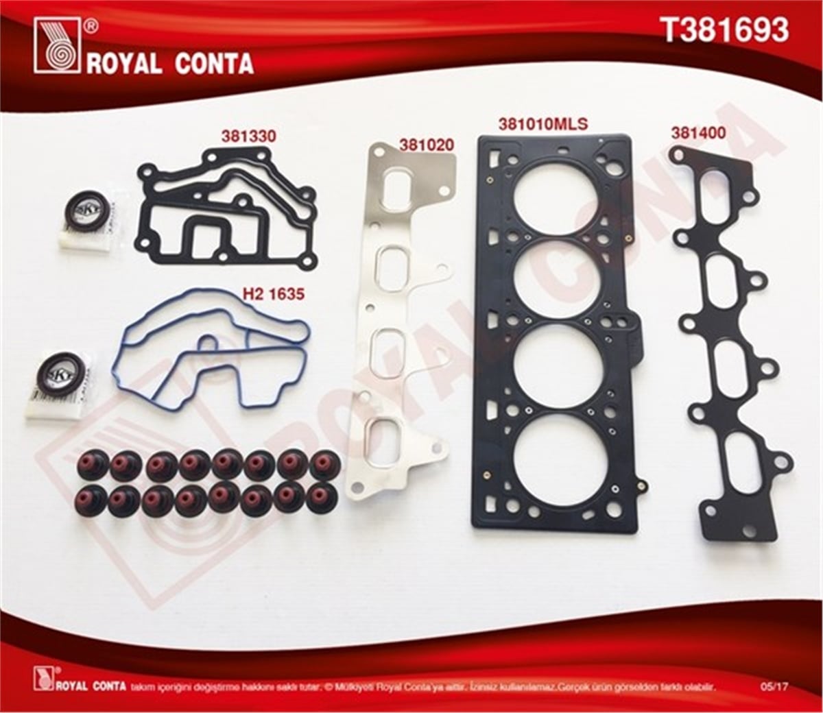CLIOÜST TAKIM CONTA SKT KEÇELİ REINZ SUB.LASTİKLİ CLIO-MEGANE-SCENIC-LGN 1.4-1.6 16V K4J-K4M ROYAL T381693ROYALROYAL T381693