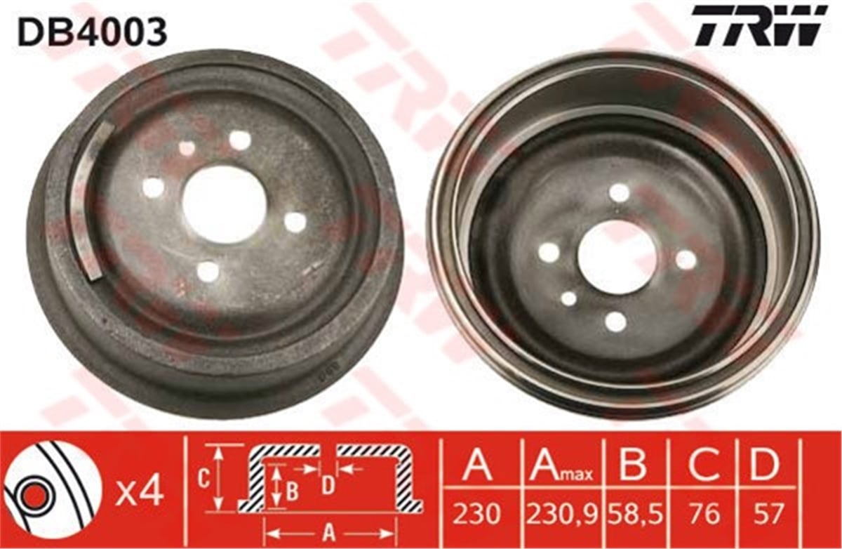 COMBOARKA KAMPANA COMBO 1.2.1.4İ.1.7D 94-01 TRW DB4003TRWTRW DB4003