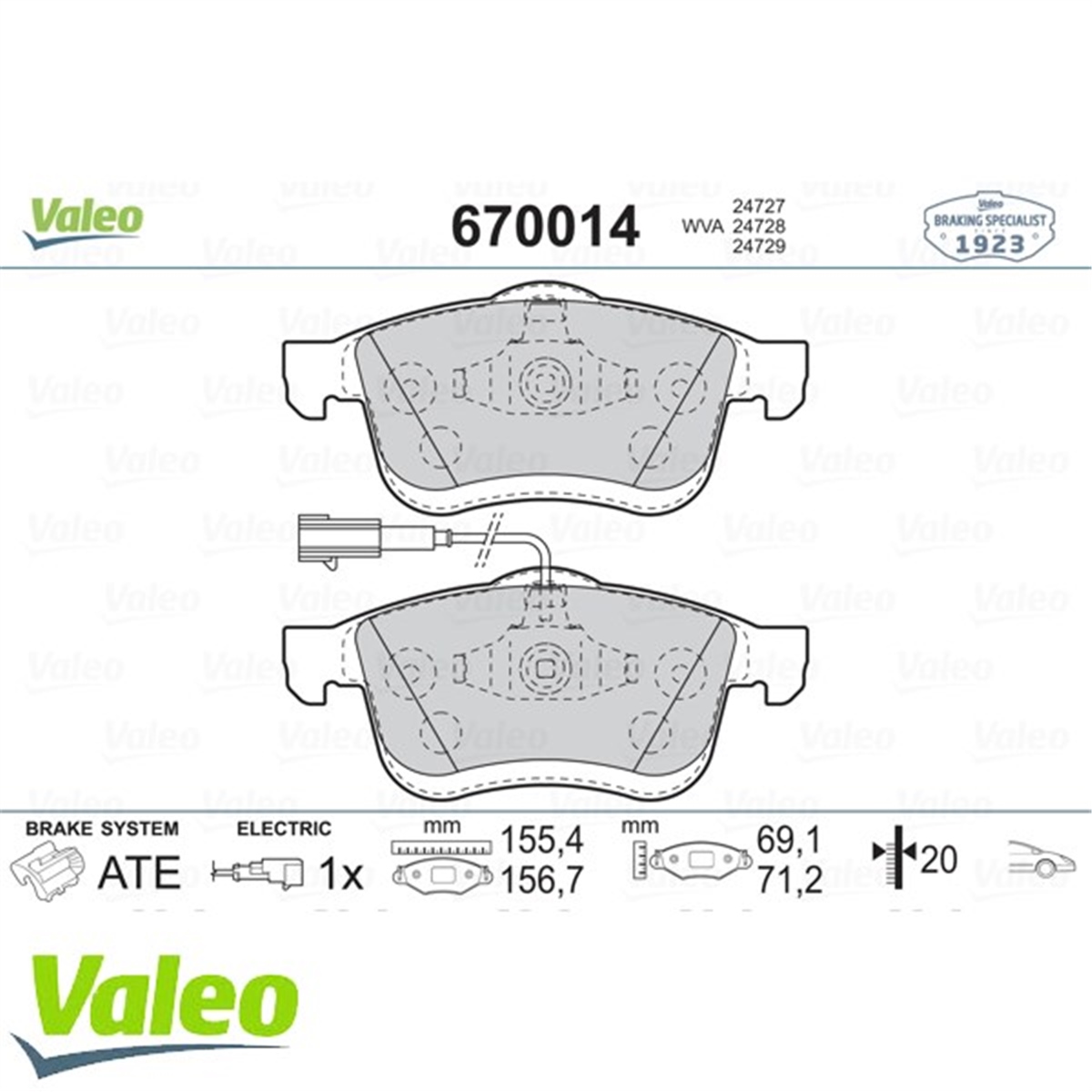 COMBOÖN BALATA DOBLO 1.4 1.3D 1.6D 2.0D 10 COMBO 1.4 12 1.3CDTİ 12 1.6CDTİ 12 2.0CDTİ 12 VALEO 670014VALEOVALEO 670014