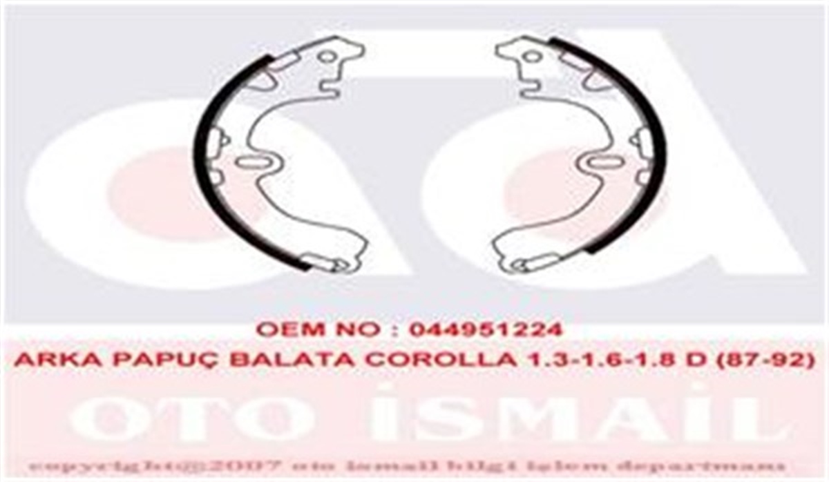 COROLLAARKA PABUÇ BALATA COROLLA 1.3-1.6-1.8 D 92-02 TRW GS8291TRWTRW GS8291