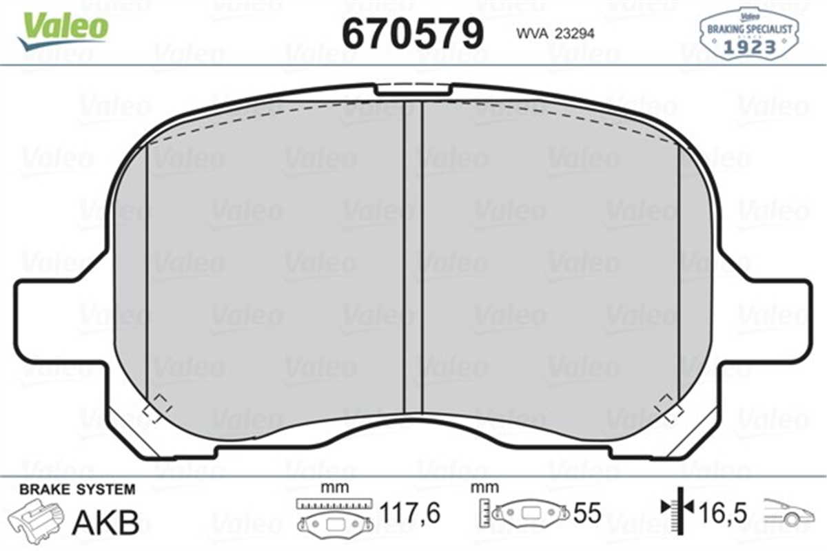 COROLLAÖN BALATA COROLLA 1.4- 1.6 04-97-02-00 E11-E12J-E12U VALEO 670579VALEOVALEO 670579