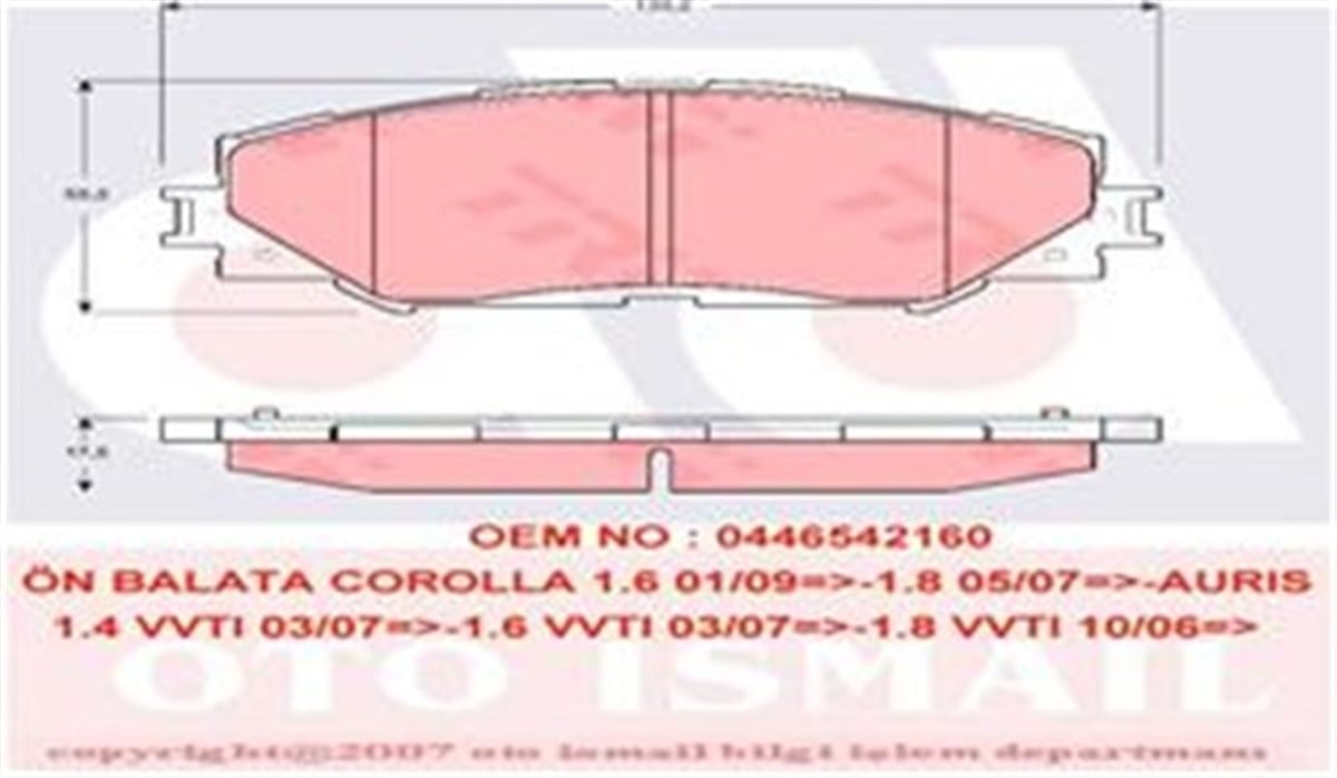 COROLLAÖN BALATA COROLLA 1.6 01-09 -1.8 05-07 -AURIS 1.4 1.6 VTI 03-07 1.8 VVTI 10-06 RAV4 III 3.06 TRW GDB3425TRWTRW GDB3425