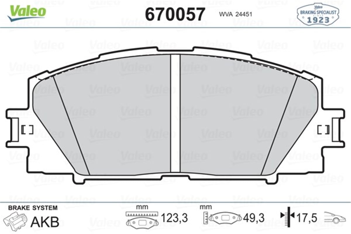 COROLLAÖN BALATA COROLLA 13 YARIS 11 VALEO 670057VALEOVALEO 670057