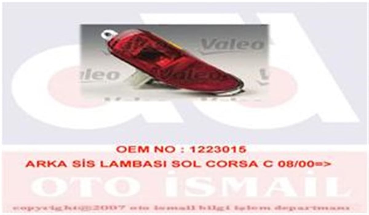 CORSAARKA SİS FARI SOL CORSA C 09-00-08-03 VALEO 087938VALEOVALEO 087938