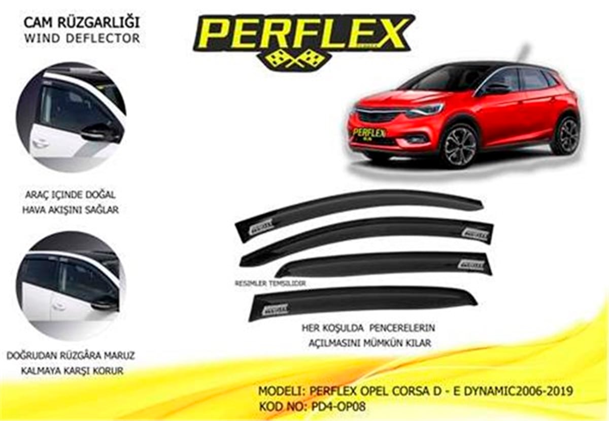 CORSACAM RÜZGARLIĞI OPEL CORSA D - E DYNAMIC 2006-2019 4 LÜ PERFLEX PD4-OP08PERFLEXPERFLEX PD4-OP08