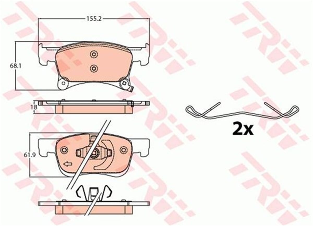 CORSAFREN BALATASI ÖN 15 INCH 1605281 OPEL CORSA E ADAM 15- 15- TRW TRW GDB2091TRWTRW GDB2091