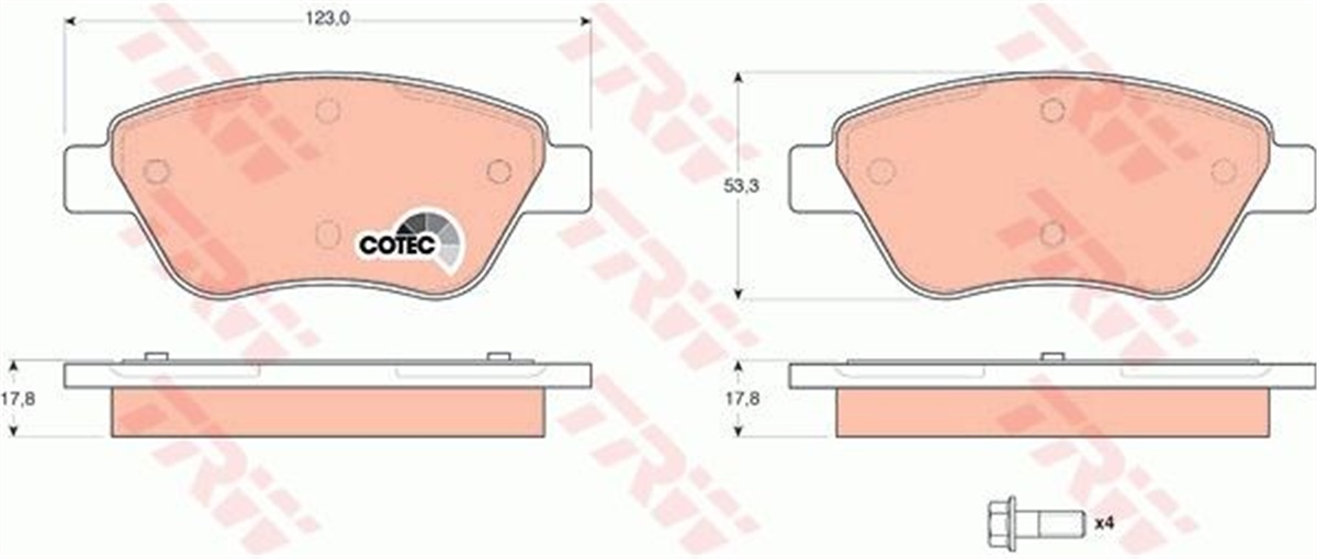 CORSAFREN BALATASI ÖN KÜÇÜK TIP 257 MM DISKLER IÇIN 1605153 1605258 OPEL CORSA D ADAM 07- Z12XEP A12XER Z14XEP A14XER A13DTC Z13DTJ TRW TRW GDB1579TRWTRW GDB1579