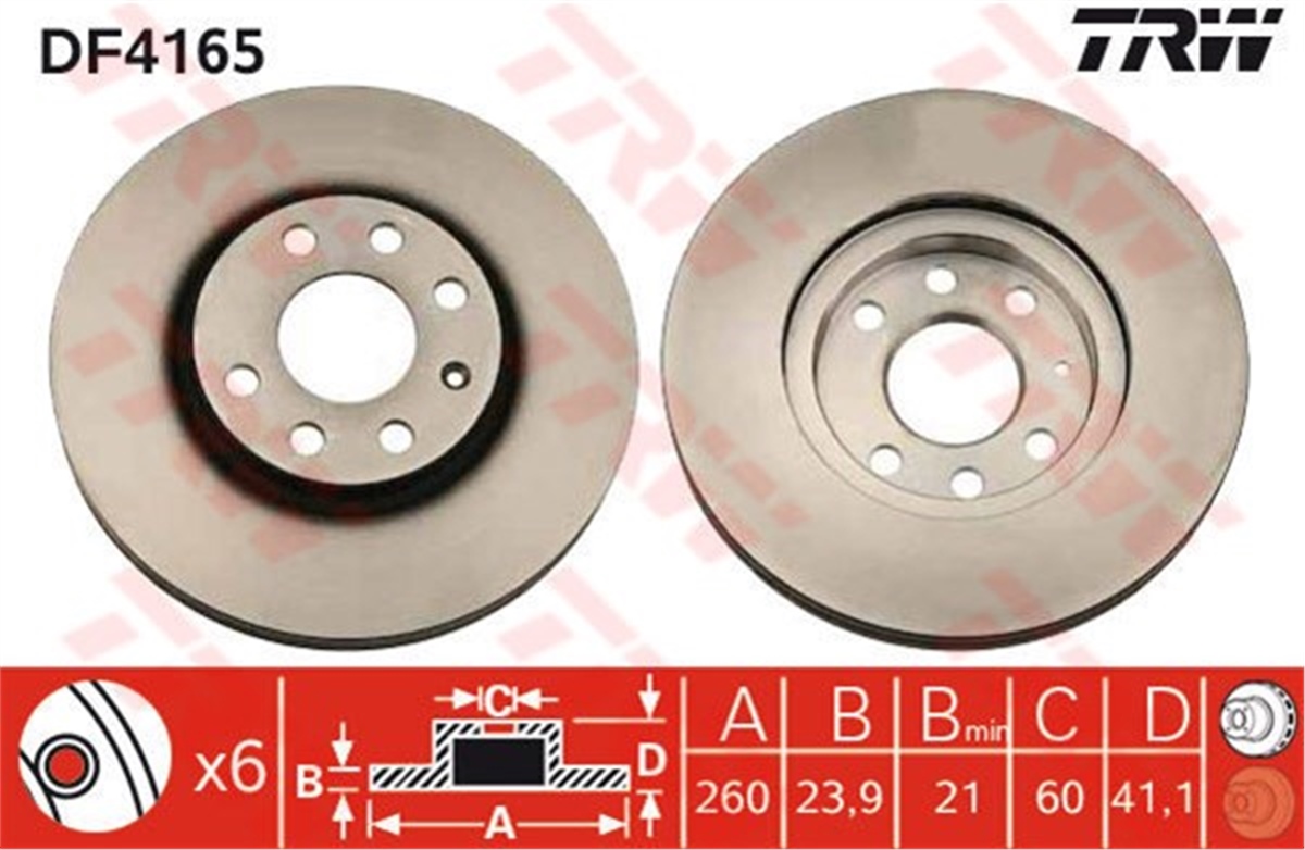 CORSAFREN DİSKİ ÖN TAKIM 569000 OPEL CORSA C COMBO C 01-07 Z14XE-P Z13DT Y17DT TRW TRW DF4165TRWTRW DF4165