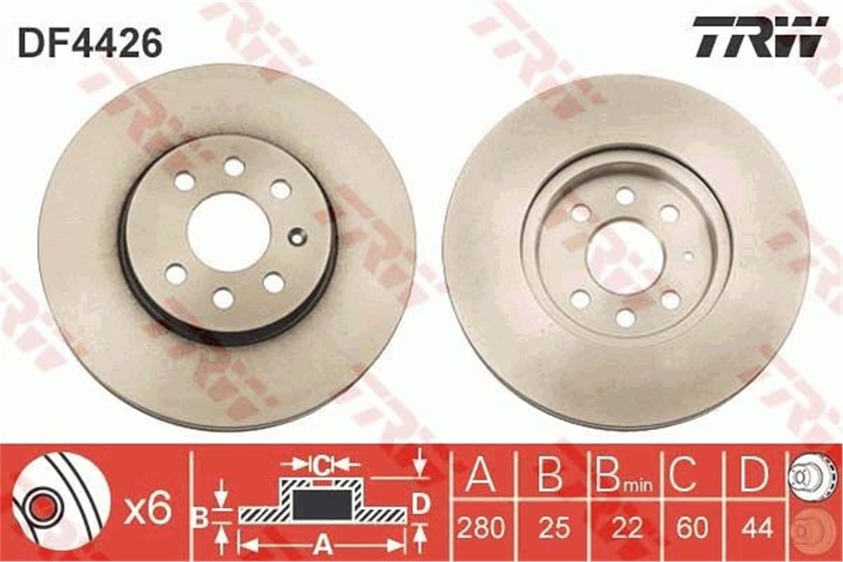 CORSAFREN DİSKİ ÖN TAKIM 569006 OPEL CORSA C COMBO C MERİVA 04- 1.3-1.6-1.7 TRW TRW DF4426TRWTRW DF4426