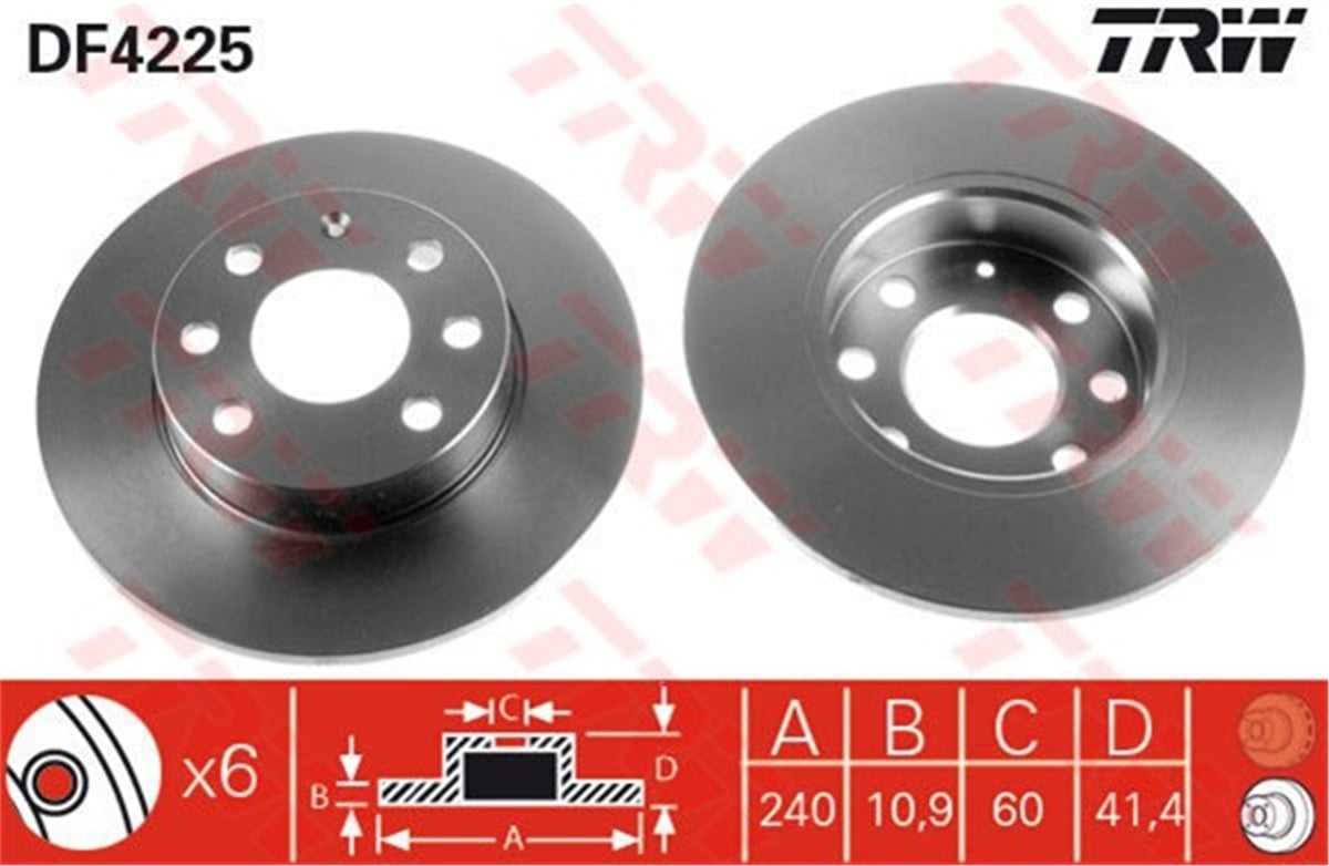 CORSAFREN DİSKİ ÖN TAKIM HAVASIZ 569020 OPEL CORSA C 01-07 Z10XE Z10XEP Z12XE Z12XEP TRW TRW DF4225TRWTRW DF4225