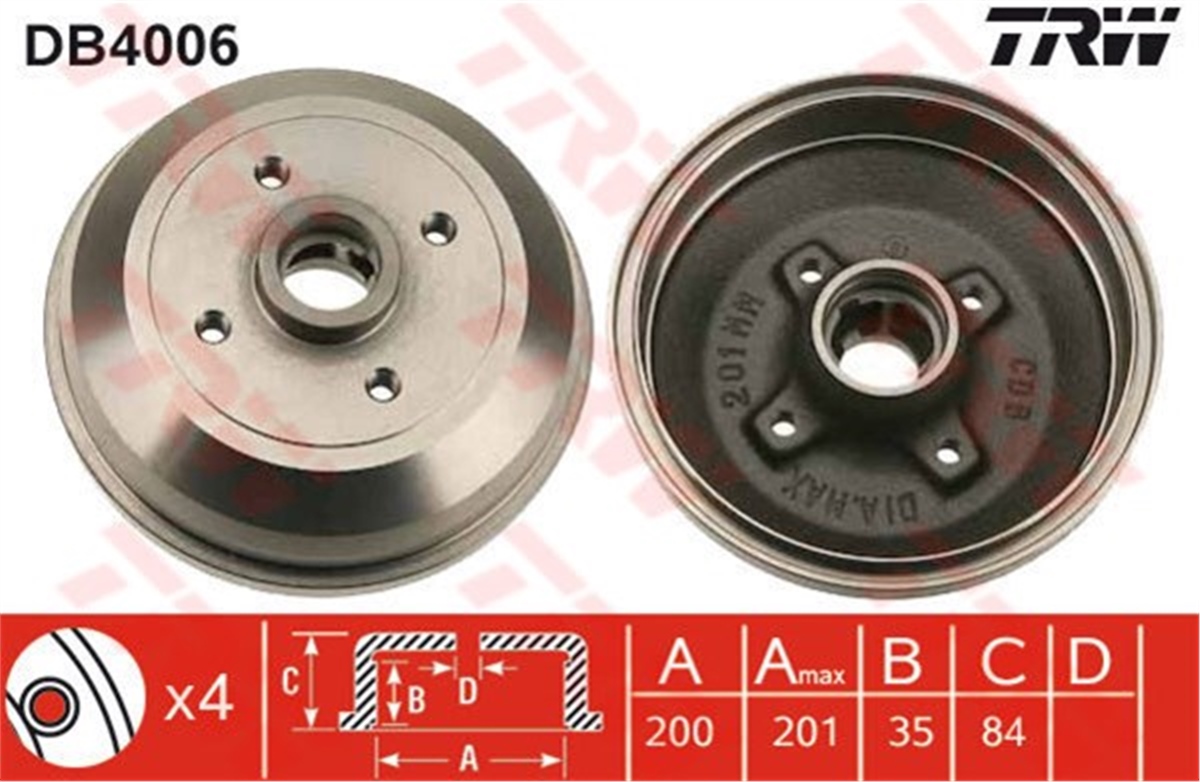 CORSAKAMPANA ARKA PORYALI 418117 OPEL CORSA B 93-01 93-01 TRW TRW DB4006TRWTRW DB4006
