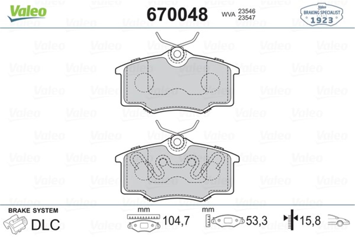 CORSAÖN BALATA CORSA D KÜÇÜK TİP 1.0-1.2-1.3 CDTI-1.4 07-06 10 DOBLO 03 PANDA 04 VALEO 670048VALEOVALEO 670048