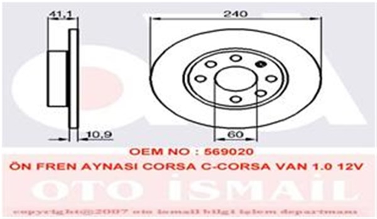 CORSAÖN FREN AYNASI CORSA C Z12XE 1.0-1.2-1.2 16V- TWINPORT 00 240X10.9X6DL VALEO 186757VALEOVALEO 186757