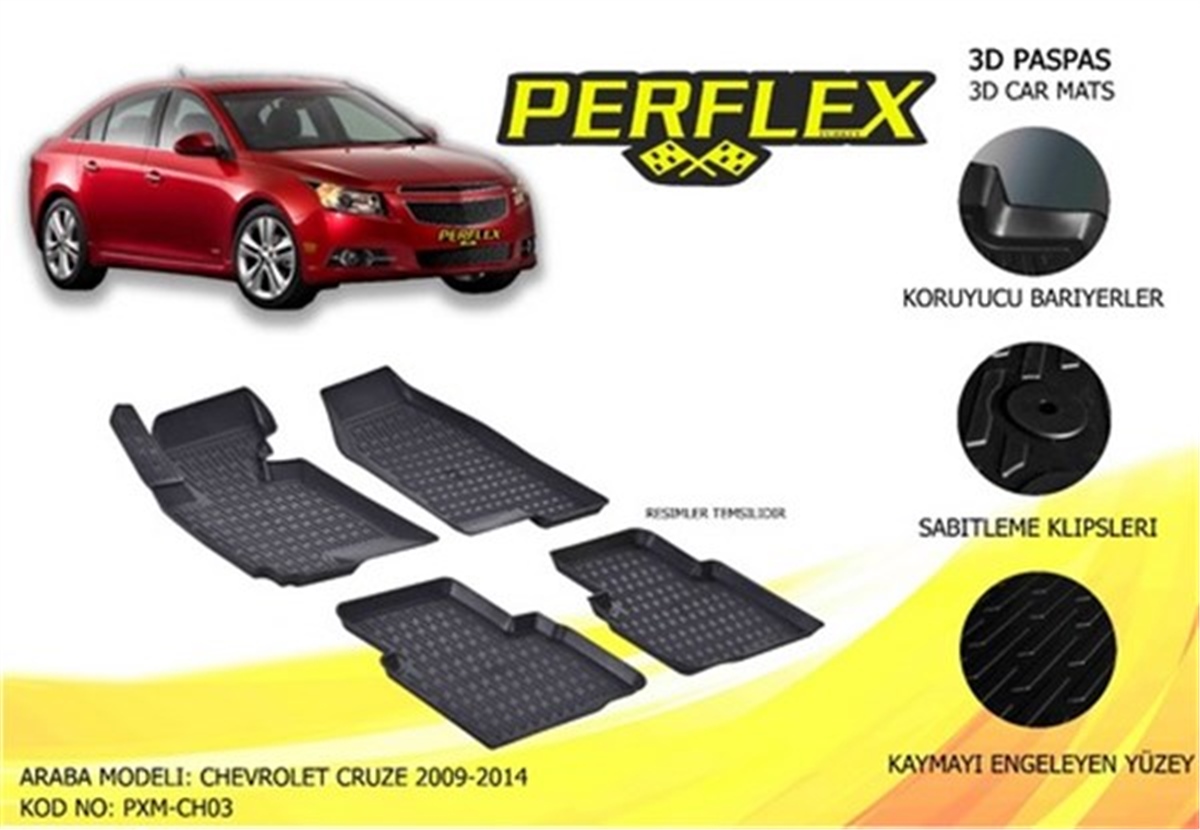 CRUZEPASPAS 3D X-MAT HAVUZLU CHEVROLET CRUZE 09-14 SİYAH PERFLEX PXM-CH03PERFLEXPERFLEX PXM-CH03