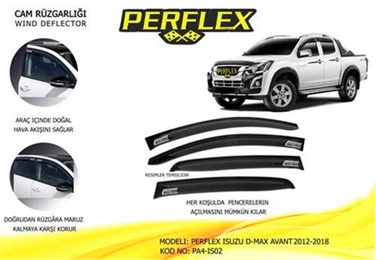 D-MAXCAM RÜZGARLIĞI ISUZU D-MAX AVANT 2012-2018 4 LÜ PERFLEX PA4-IS02PERFLEXPERFLEX PA4-IS02