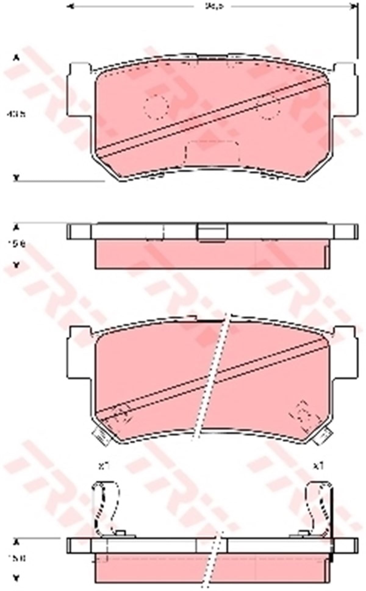 DAEWOOARKA BALATA DAEWOO MUSSO 2.2 TD-2.9 TD 99 SSANGYONG KORANDO 2.3-2.9TD 98 43.5X98.8X15.6 TRW GDB3382TRWTRW GDB3382