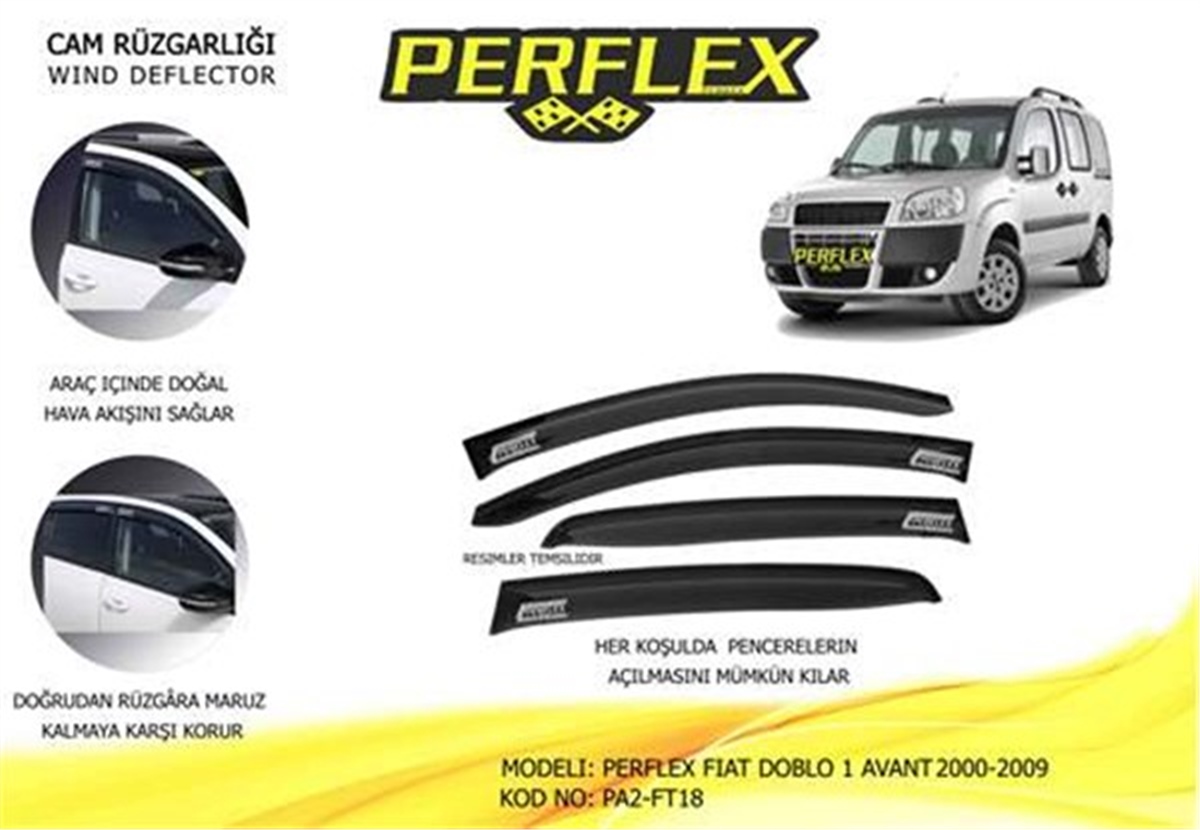 DOBLOCAM RÜZGARLIĞI FIAT DOBLO 1 AVANT 2000-2009 2 Lİ PERFLEX PA2-FT18PERFLEXPERFLEX PA2-FT18