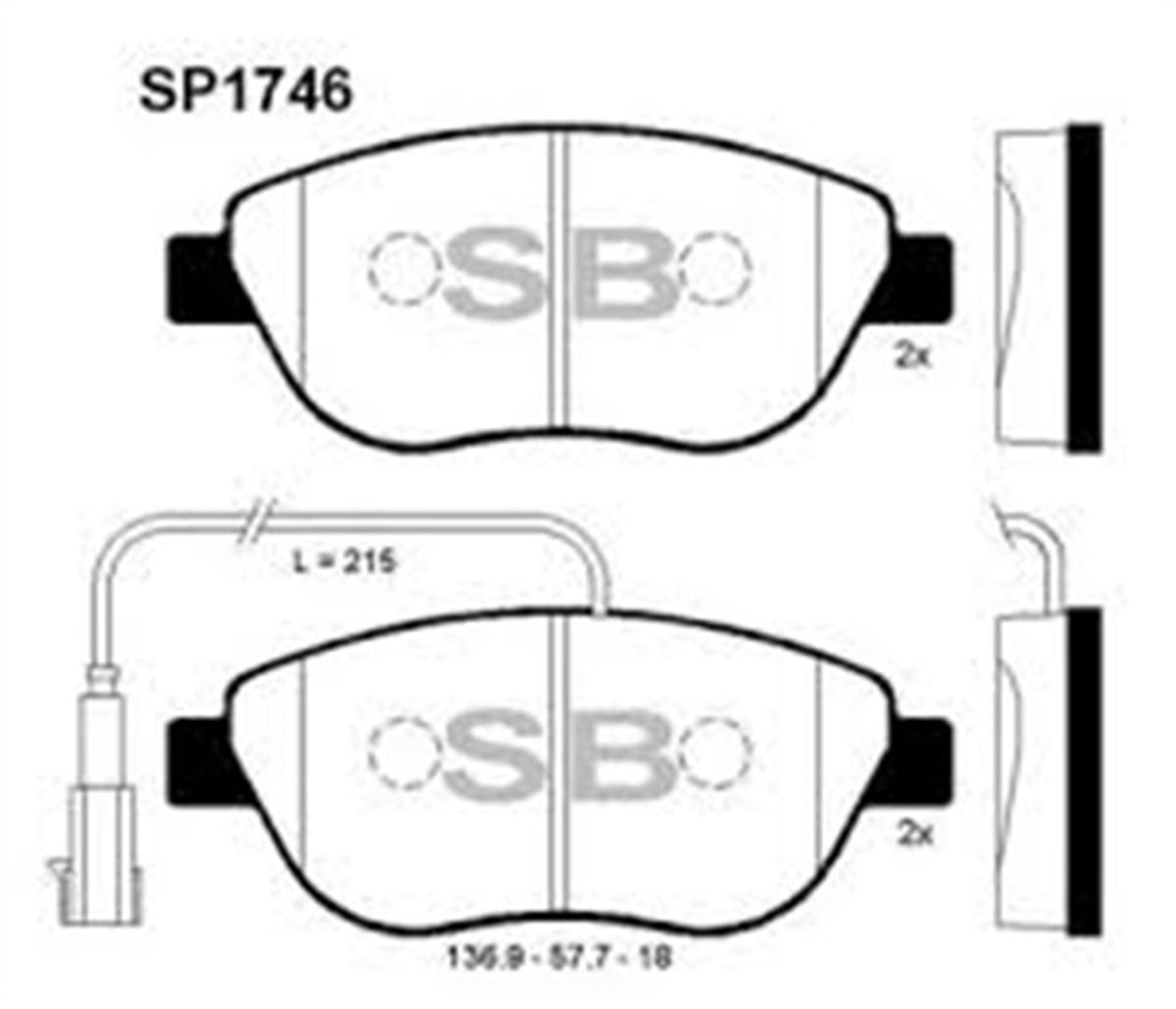 DOBLOÖN BALATA DOBLO 1.3-1.9 JTD 07 G.PUNTO 1.3 MJT 05 STILO 05 LINEA-BRAVO 07 IDEA 1.3 05 GDB1878 2 FİŞ SANGSIN SP1746SANGSINSANGSIN SP1746