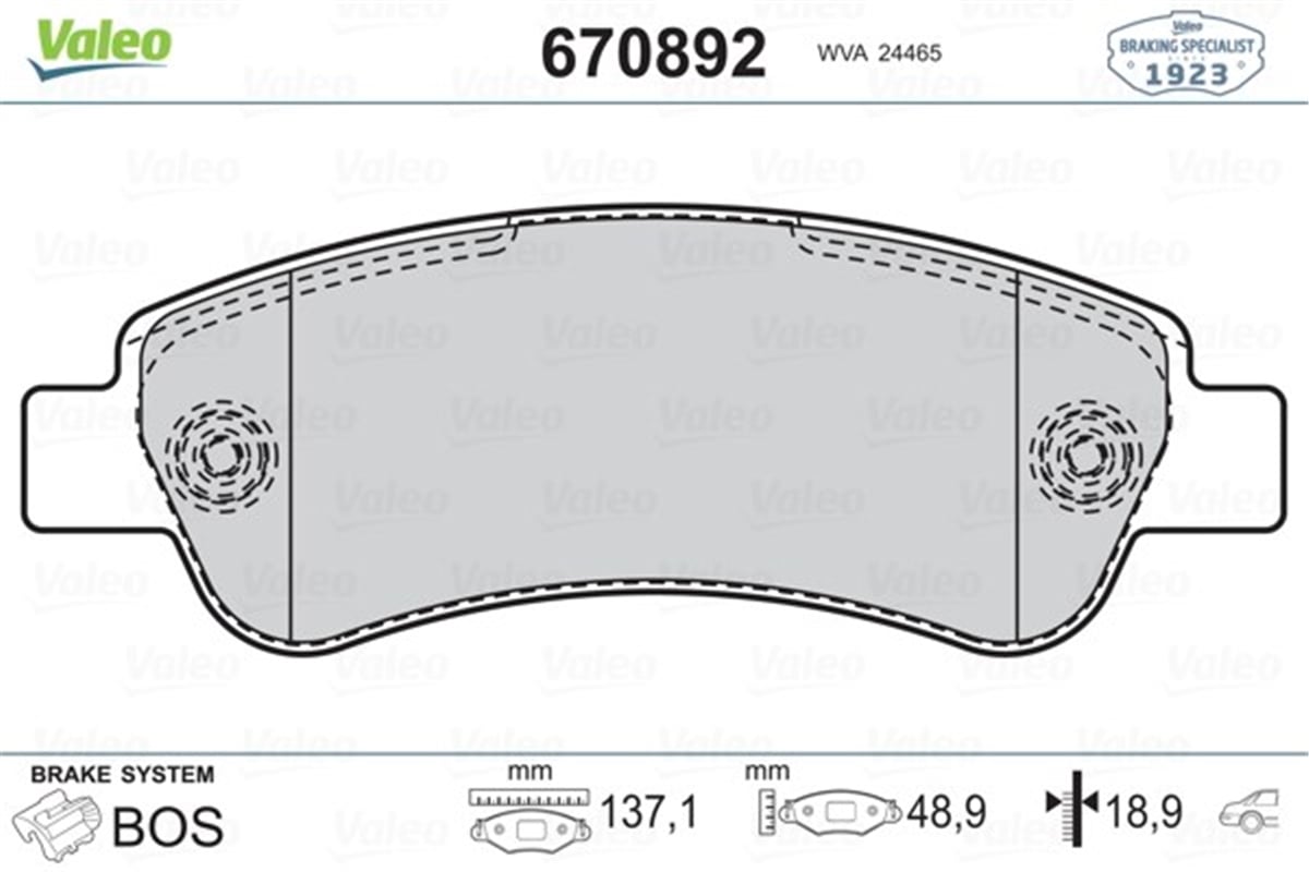 DUCATOARKA BALATA BOXER 4.06 11 DUCATO 07.06 11 JUMPER 4.06 11 VALEO 670892VALEOVALEO 670892