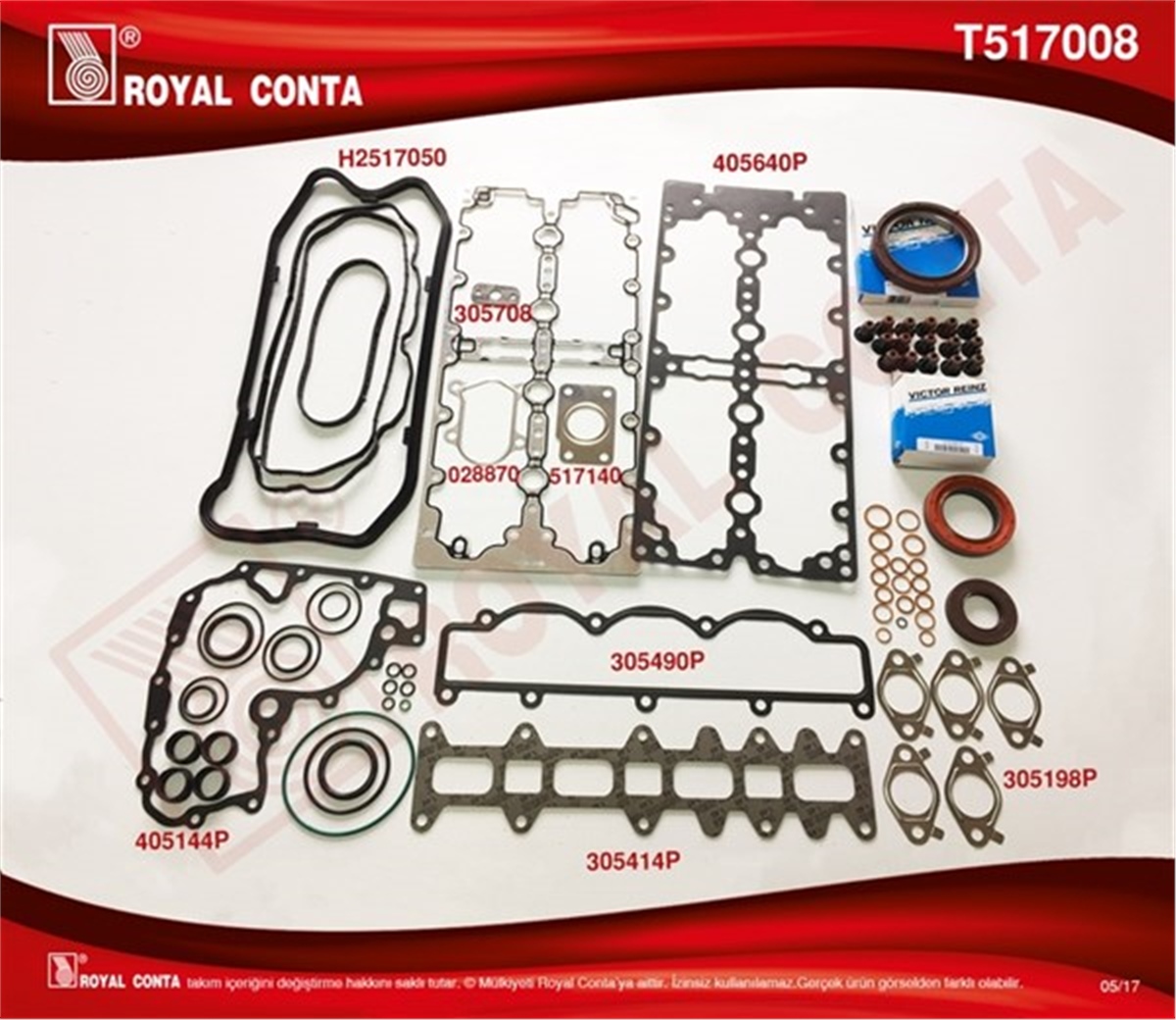 DUCATOMOTOR TAKIM CONTA SİLİNDİR KAPAK CONTASI SİZ DUCATO 2.3 JTD REİNZ KEÇELİ VE SUBAP LASTİKLİ ROYAL T517008ROYALROYAL T517008