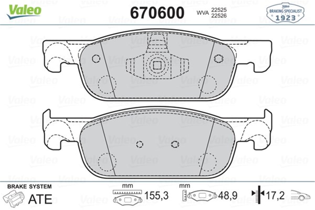 DUSTERÖN BALATA CLIO IV 0.9 TCE-1.2-1.5DCI 12 DACIA DUSTER-LOGAN II- SANDERO II 1.2-1.5DCI 12 VALEO 670600VALEOVALEO 670600