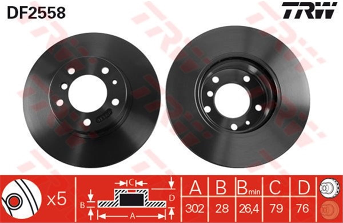 E34ÖN FREN AYNASI BMW 5 E34 540İ V8 92-96 -BMW 7 E32 730 İ-İL 86-94 TRW DF2558TRWTRW DF2558
