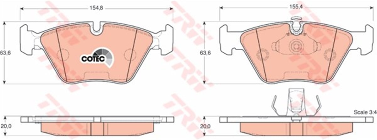 E39ÖN BALATA BMW E39 520İ-523İ-528İ-525TDS 96 6.03 TRW GDB1404TRWTRW GDB1404