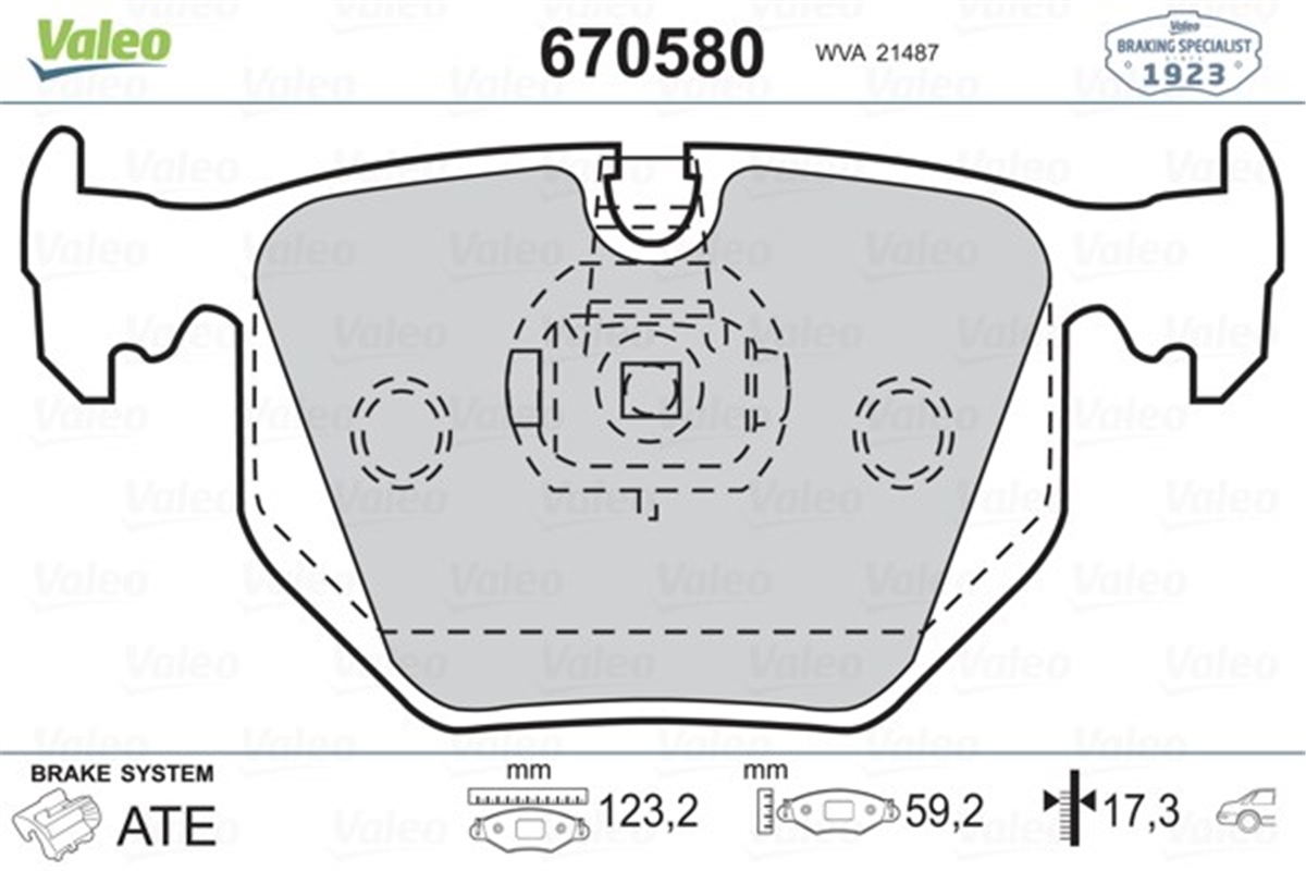 E46ARKA BALATA BMW E46 00-05 E38 96-01 E83 04 E53 00 R.ROVER 4.2 4.4 3.0TD6 02 12 3.6TD8 06 1 VALEO 670580VALEOVALEO 670580