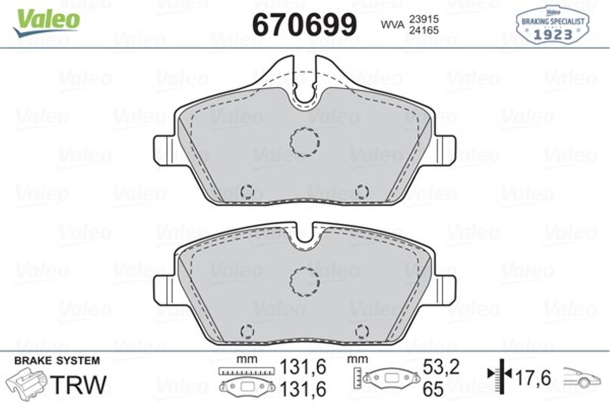 E81ÖN BALATA BMW E81 116D 118D 06-9.12 E87 116İ 118İ 2.0İ 116D 118D 03-9.12 E82 118İ 118D 08 VALEO 670699VALEOVALEO 670699
