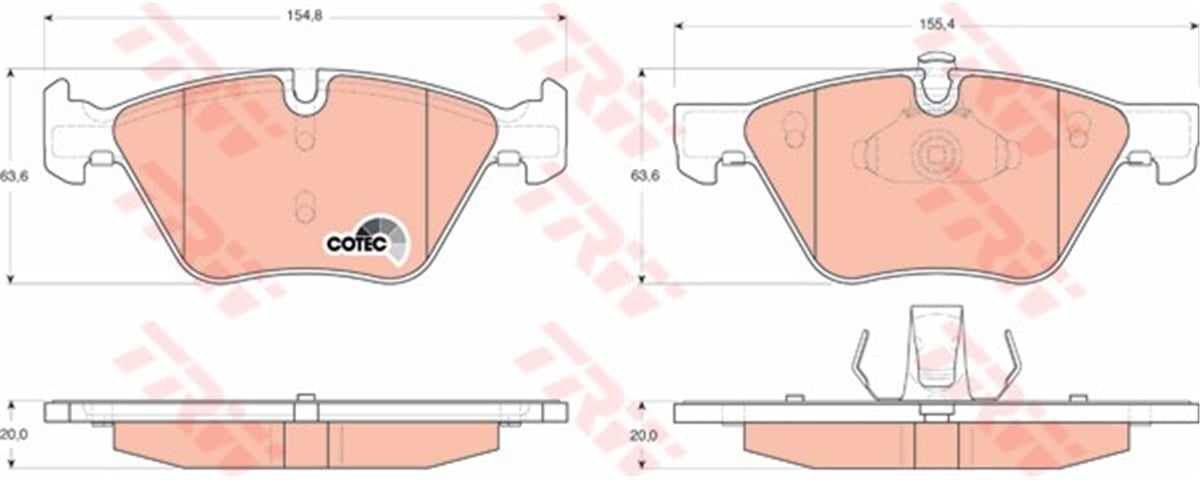 E90ÖN BALATA BMW E60 03-10 E61 04 E90 05-11 E91 05 E92 06 E93 07 E84 X1 09 E89 Z4 09-13 TRW GDB1559TRWTRW GDB1559