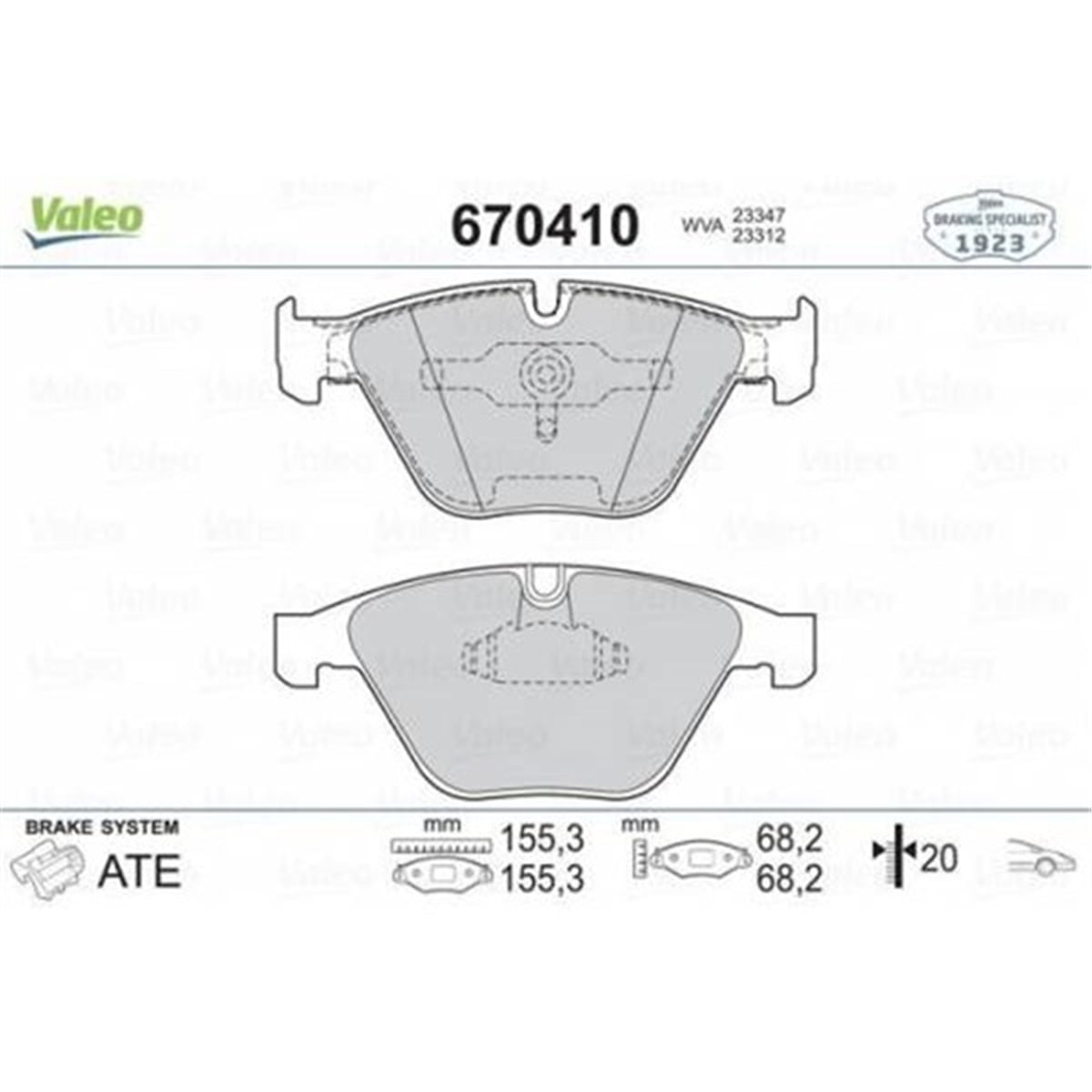 E90ÖN BALATA BMW E90 E91 E92 3 SERİSİ 05 E60 E61 5 SERİSİ 03 E63 E64 E65 E66 E67 E84 E89 Z4 09 VALEO 670410VALEOVALEO 670410
