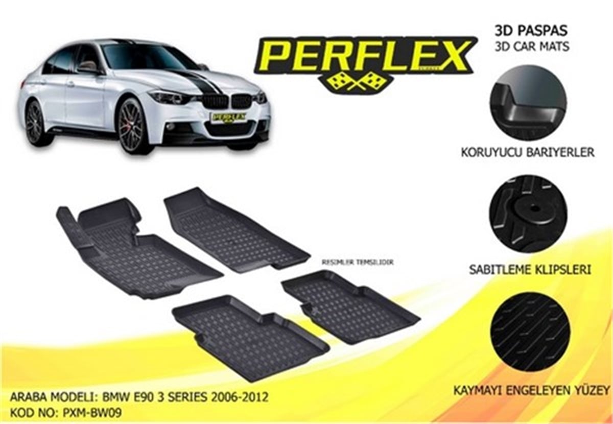 E90PASPAS 3D X-MAT HAVUZLU BMW E90 3 SERİSİ 06-12 SİYAH PERFLEX PXM-BW09PERFLEXPERFLEX PXM-BW09