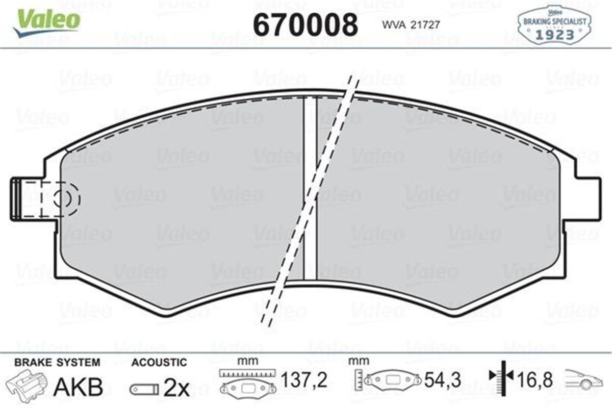 ELANTRAÖN BALATA HYUNDAI ELANTRA 1.6-1.8 12. 03 SONATO II-III 1.8-2.0-2.4-3.0İ 95-00 VALEO 670008VALEOVALEO 670008
