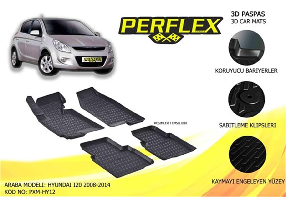 ELANTRAPERFLEX 3D X-MAT HAVUZLU PASPAS ÇEŞİTLERİ SİYAH HYUNDAI ELANTRA 2015 3D X-MAT 5 PCS PERFLEX PXM-HY29PERFLEXPERFLEX PXM-HY29
