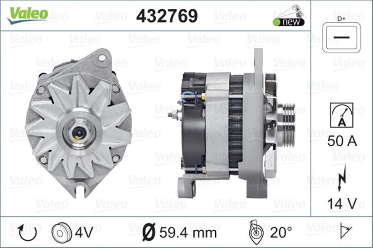 FIATALTERNATÖR A13N240 CIT-PEU-FIAT-MITSUBISHI VALEO 432769VALEOVALEO 432769