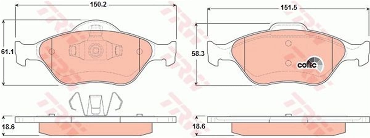 FIESTAÖN BALATA FIESTA 1.4TDCİ ABSLİ 00 FUSION 02 MAZDA 121 96 MAZDA 2 03 TRW GDB1419TRWTRW GDB1419