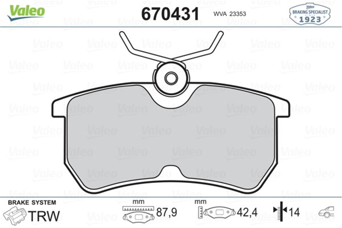 FOCUSARKA BALATA FOCUS 98-04 FIESTA 05 VALEO 670431VALEOVALEO 670431