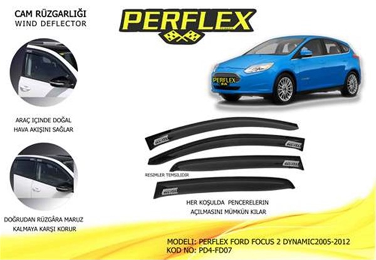 FOCUSCAM RÜZGARLIĞI FORD FOCUS 2 DYNAMIC 2005-2012 4 LÜ PERFLEX PD4-FD07PERFLEXPERFLEX PD4-FD07