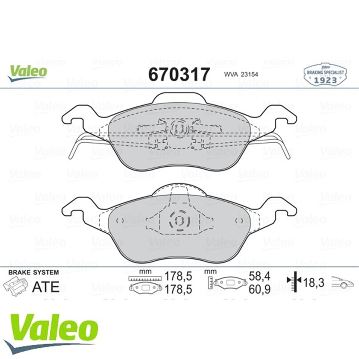 FOCUSÖN BALATA FOCUS 1.4 1.6 1.8 2.0 10.98-11.04 VALEO 670317VALEOVALEO 670317