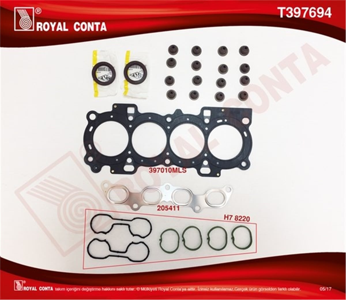 FOCUSÜST TAKIM CONTA SKT KEÇELİ S LASTİKLİ SUBAP KAP.CONTASIZ FOCUS-FIESTA 1.6 16V ZTECH SE MOTOR ROYAL T397694ROYALROYAL T397694