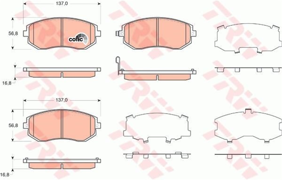 FORESTERÖN BALATA SUBARU FORESTER 03 IMPREZA 00-05 LEGACY 03- 07- 09 XV TRW GDB3371TRWTRW GDB3371