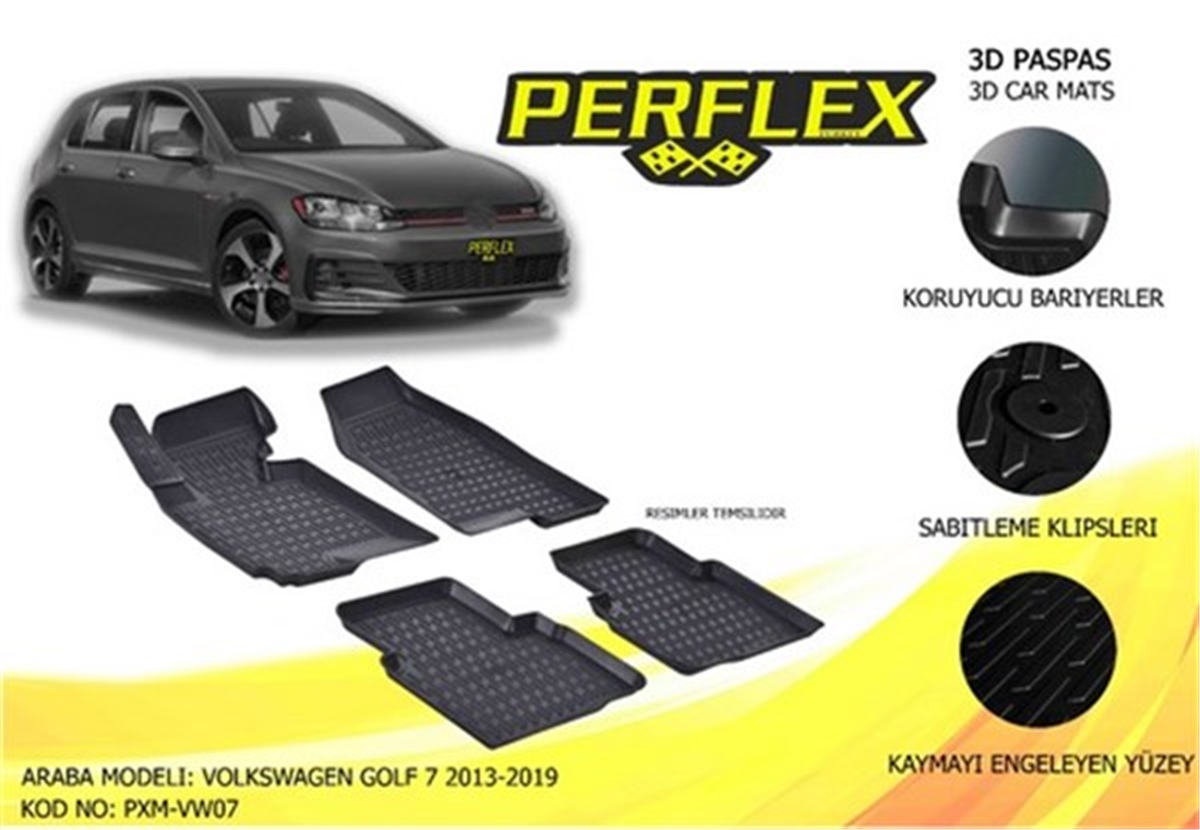 GOLFPASPAS 3D X-MAT HAVUZLU VOLKSWAGEN GOLF VII 13 SİYAH PERFLEX PXM-VW07PERFLEXPERFLEX PXM-VW07
