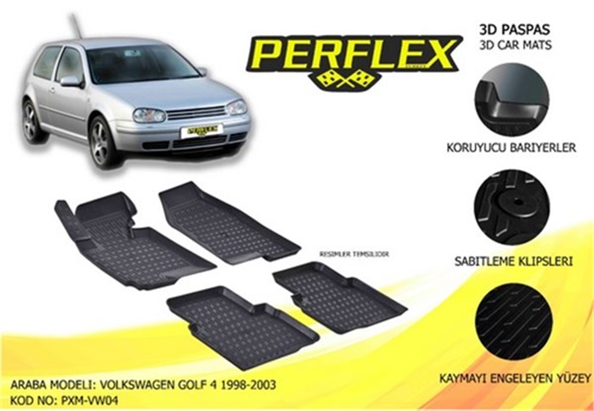 GOLFPASPAS 3D X-MAT HAVUZLU VOLKSWAGEN GOLF 4 98-03 SİYAH PERFLEX PXM-VW04PERFLEXPERFLEX PXM-VW04