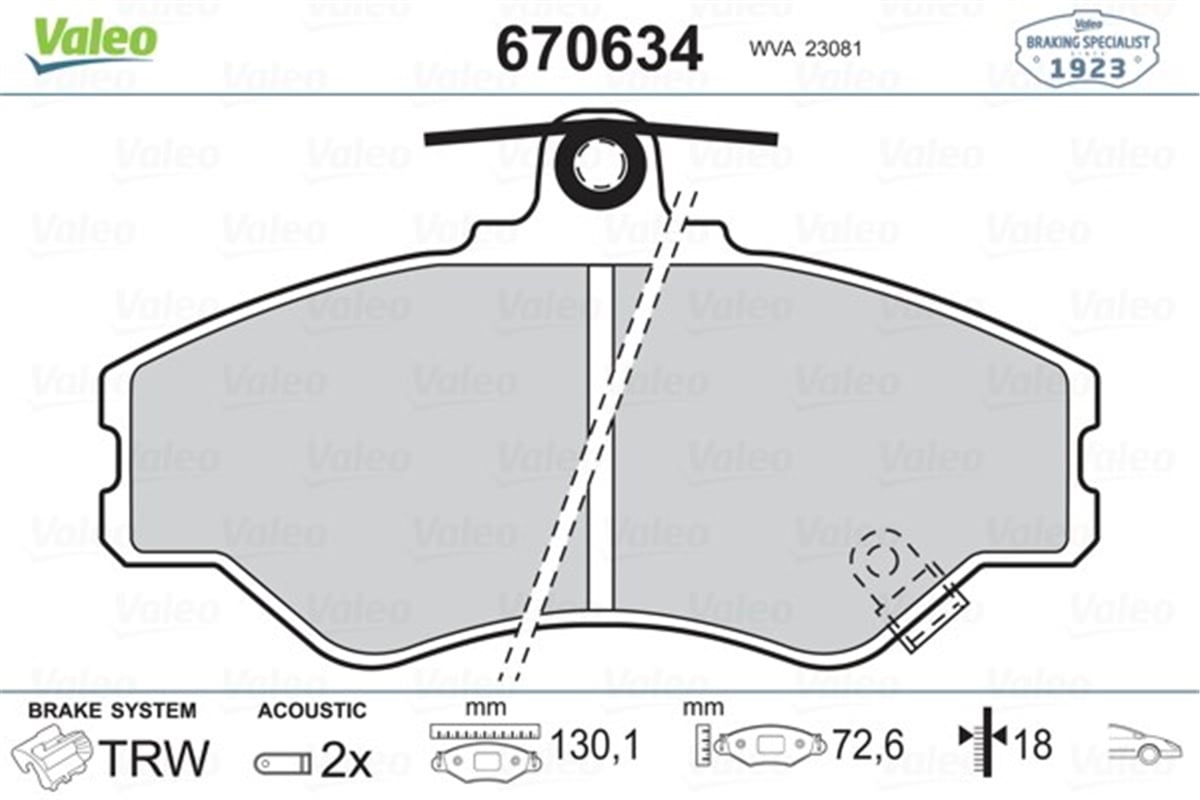 H100ÖN BALATA H100 07-93-03-00 VALEO 670634VALEOVALEO 670634