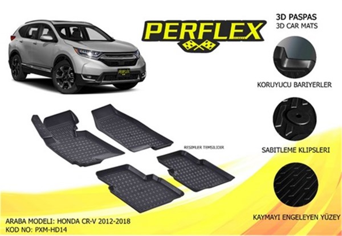 HONDAPASPAS 3D X-MAT HAVUZLU HONDA CR-V 12 SİYAH PERFLEX PXM-HD14PERFLEXPERFLEX PXM-HD14